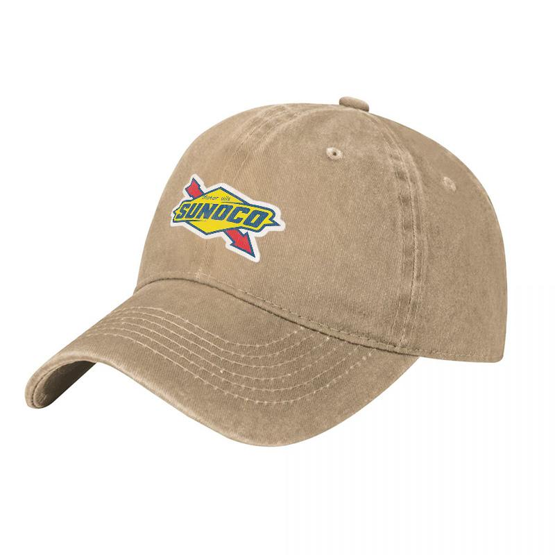 SUNOCO Logo Washed Canvas Baseball Cap Classic Black Adjustable Fit Unisex Hat with Embroidered Brand Design for Everyday Wear