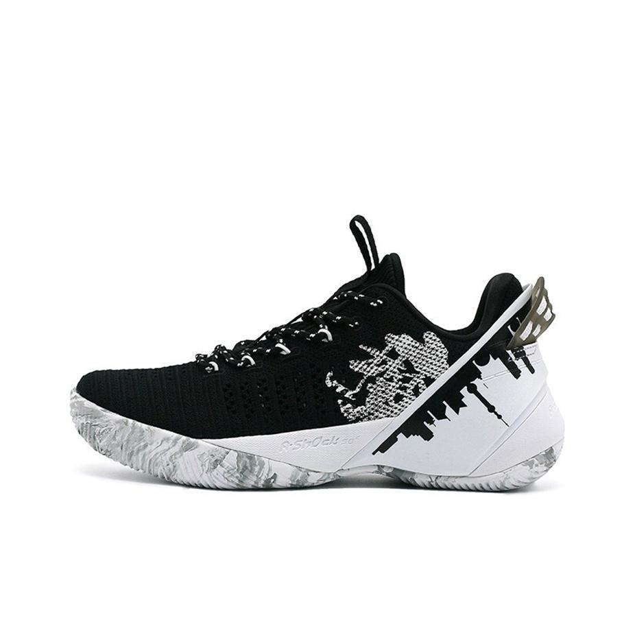 Anta Durable Low-Top Basketball Shoes Men Sneakers Black White 11931608S-2