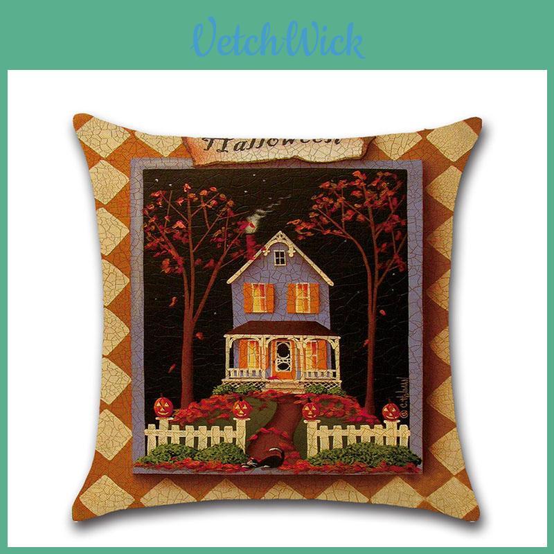 Pumpkin Cake Linen Pillowcase For Halloween Home Decoration**