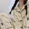 Fresh and sweet wind imitation cotton pajamas women's spring and autumn cute strawberry cardigan long-sleeved women's loungewear set autumn