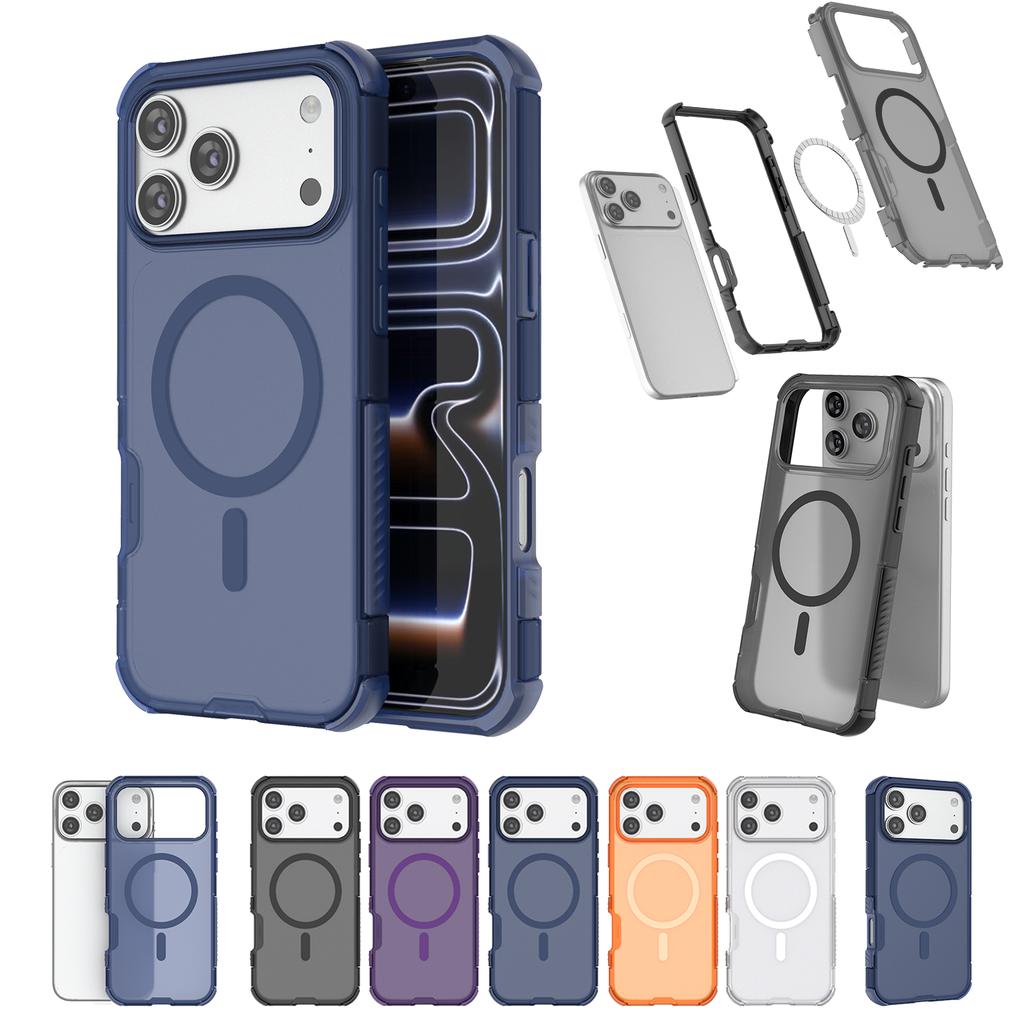 2 in 1 Matte Magnetic Wireless charging Phone Case For iPhone 17 Air 16 15 14 Plus 13 Pro Max 17Pro Skin-Feel Protective Cover