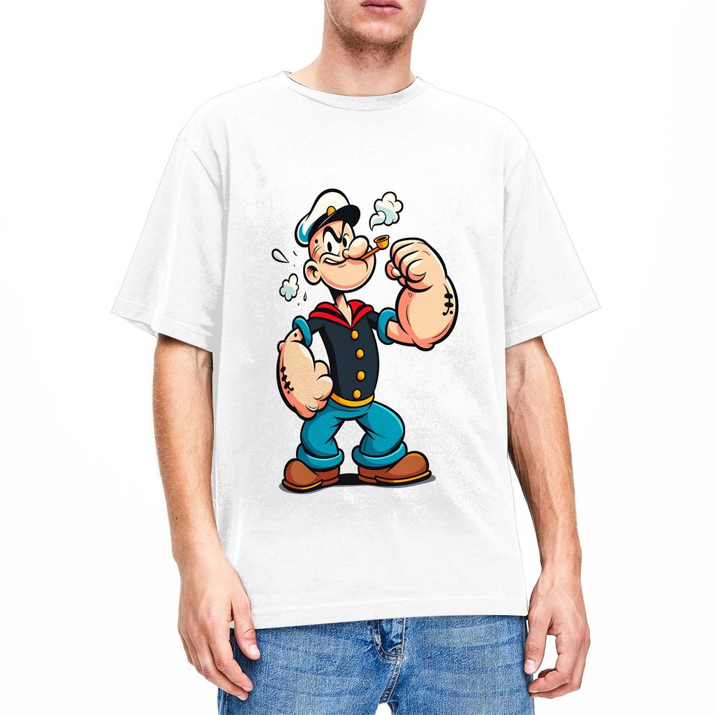 Tricou Popeyed the Sailorman Plajă Tricouri din Bumbac Pentru Bărbat Tricou cu Logo Personalizat Mânecă Scurtă Tricouri Vintage