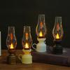 Retro Flameless Candle Holder Candlestick Kerosene Lamp with Button Battery Table Light Vintage Decor Kerosene Lamp