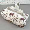 Cute Horse Print Pencil Case – Canvas Zipper Pouch for Stationery, Cosmetics & Daily Essentials