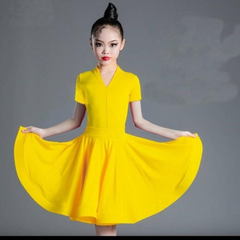 Girls' Latin Dance Dress Dance Girls' Long Sleeve Split Latin Dance Dress Performance Clothing Two Piece Set
