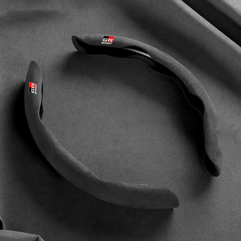 Suede Leather D-shaped Round Car Steering Wheel Cover For Toyota GR GAZOO RACING Toyota Yaris Auto Accessories Seasons Universal