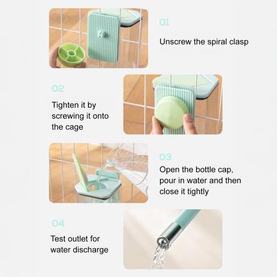 Hanging Kettle for Pets Cage Mounted Water Dispenser with Stainless Steel Ball Spout Large Capacity Automatic Water Feeders Pet Supplies