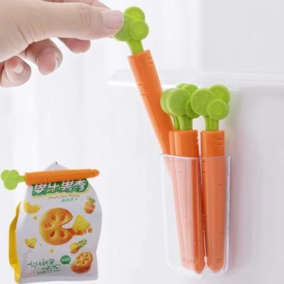 5 stücke Nette Karotte Abdichtung Clip Mit Magnetische Lagerung Box Kreative Milch Pulver Clip Lebensmittel Kunststoff Snack Tasche Kühlschrank Aufkleber