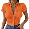 Knopf Kurzarm Slim T-Shirts 2023 Mode Sommer Sexy Crop Top Damen Y2k Streetwear T-Shirt Koreanisch Stilvoll Korsett Blusen 26330