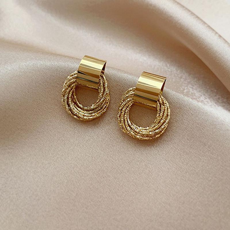 

1Pair Circle Earrings For Woman Retro Geometry Metal Drop Earrings срібний