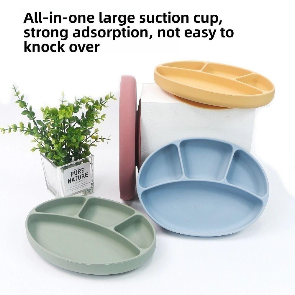 Waterproof Silicone Divided Plate Non-Slip Toddler Eating Plate Kids Feeding Plate  Baby Feeding