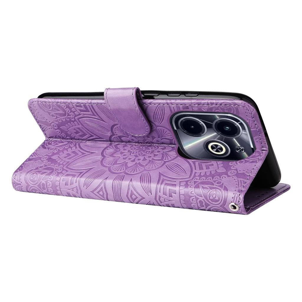 Applicable to INFINIX Hot 50 Mobile Phone Leather Case Camon 30 Sunflower Embossed Card Case Google 9A