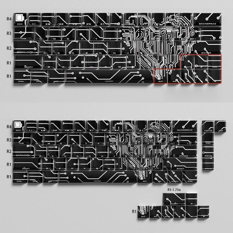 Keycaps traslucidi con stampa laterale 64/74 tasti Love Circuit Profilo Originale Sublimazione Keycap retroilluminato per tastiere meccaniche