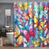 Elegant Dreamy Colored Butterfly Shower Curtain With 12 Hooks - Waterproof Bathroom Decor