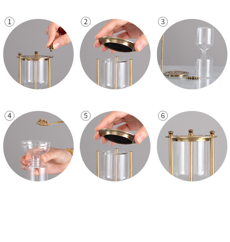 Moderní minimalistické přesýpací hodiny: Sestavitelná luxusní písková dekorace, Stolní ozdoba s tekutým pískem, Kreativní dárek k narozeninám.