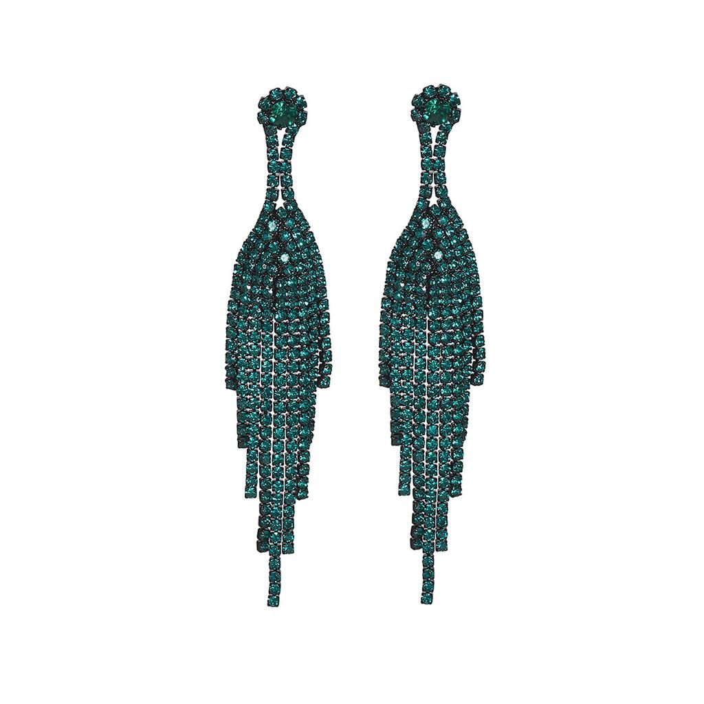Classic Vintage Green Long Fringed Earrings