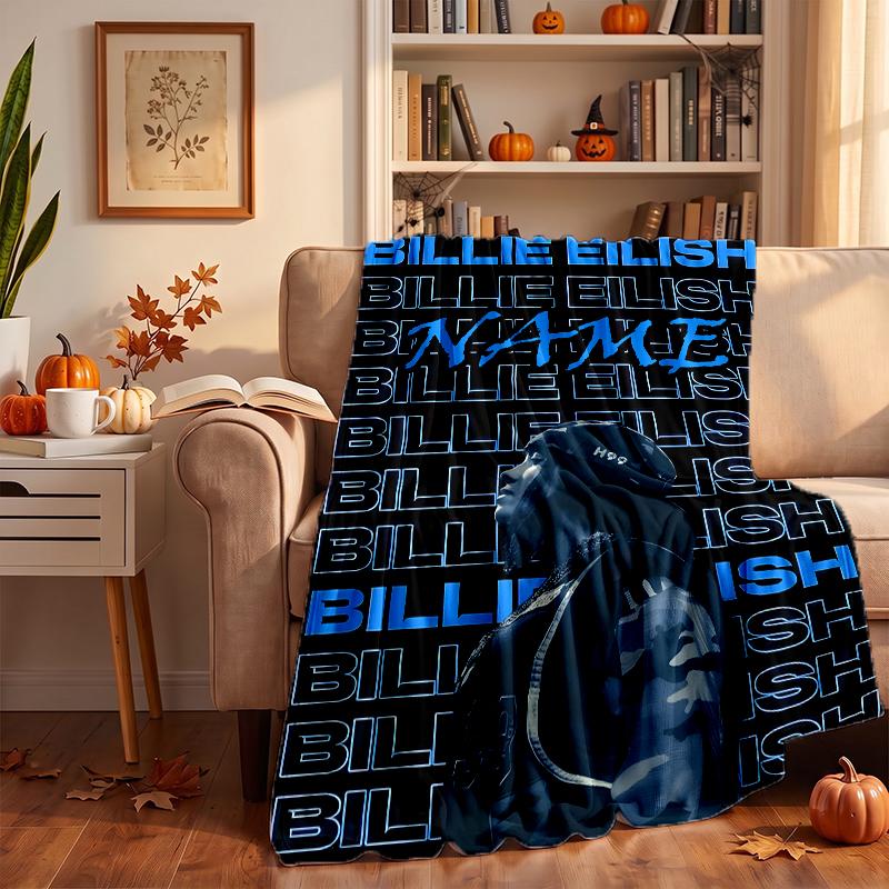 Billie Eilish Benutzerdefinierte Flanelldecken Weiche Warme Gemütliche Überwürfe für Heimdekoration Feiertagsgeschenke