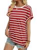 Temu 2023 Women's Colorful Striped Round Neck Pullover Casual T-shirt