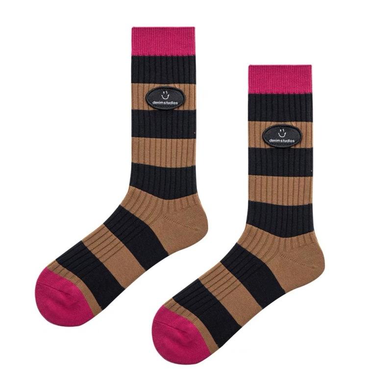 Pink Australian Fleece Socks Thickened Warm Socks Cartoon Striped Cute Plush Floor Socks