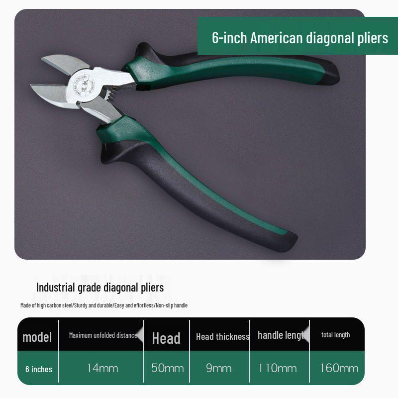 Multifunctional Labor-saving Diagonal Cutting Pliers with Spring Return, available in 6 inch & 8 inch sizes for Electricians and Wire Stripping.