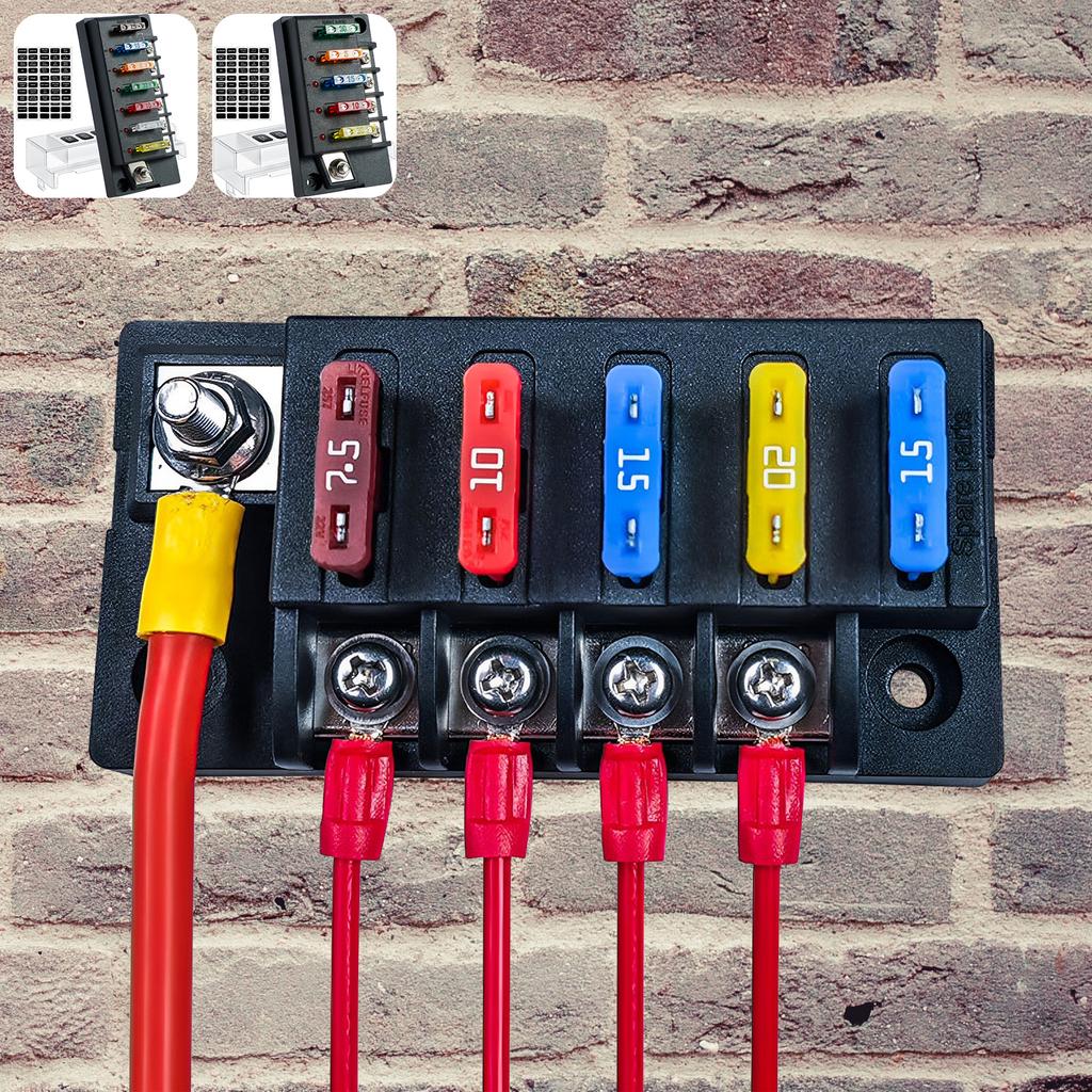 4/6 Way Fuse Block 12V Blade Fuse Box Holder with LED Indicator Waterproof Cover Safe Compact Circuit Fuse Box Dust-Proof Car Fuses4