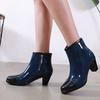 Rain Boots Luxury Designer Women Chunky Heels Rubber Shoes Waterproof Pvc Garden Work Galoshes Ankle Boot Rainshoes Footwear
