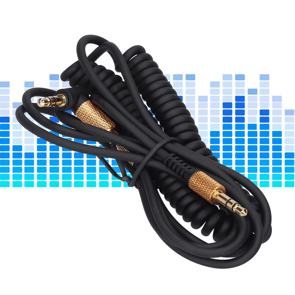 Headphone Male to Male AUX Coiled Cord Headset 3.5mm Audio Spring Cable Replacement