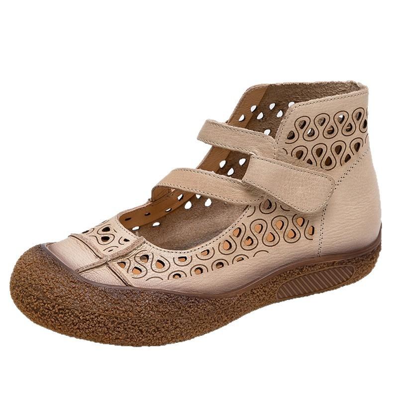 Vintage Pu Loafers For Women With Breathable Hollow Out Design For Daily Comfort