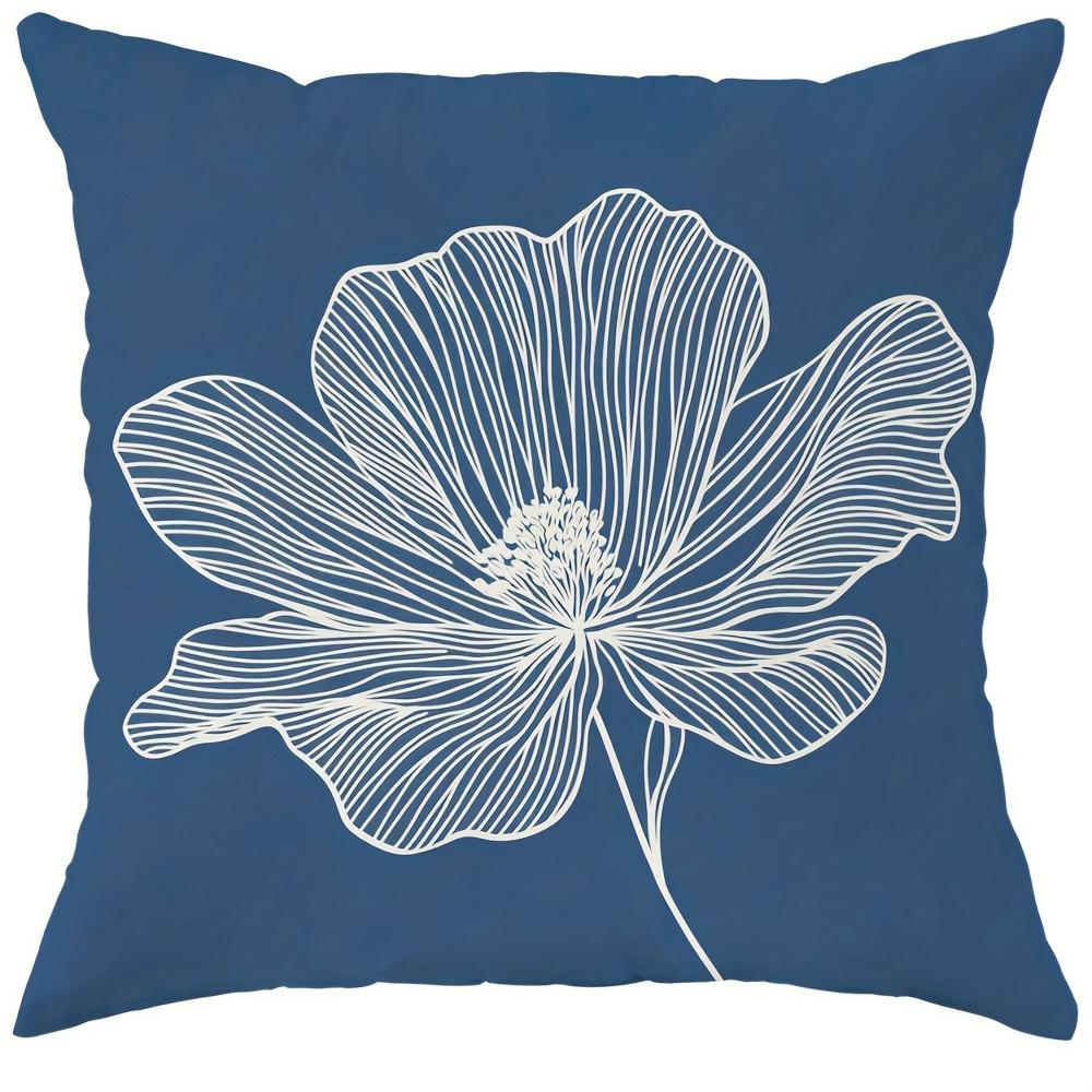 Blue - Toned Floral Elegance PillowcasesLiving Room Sofa Cushion Cover, Soft and Comfortable, Bedroom Room Decoration