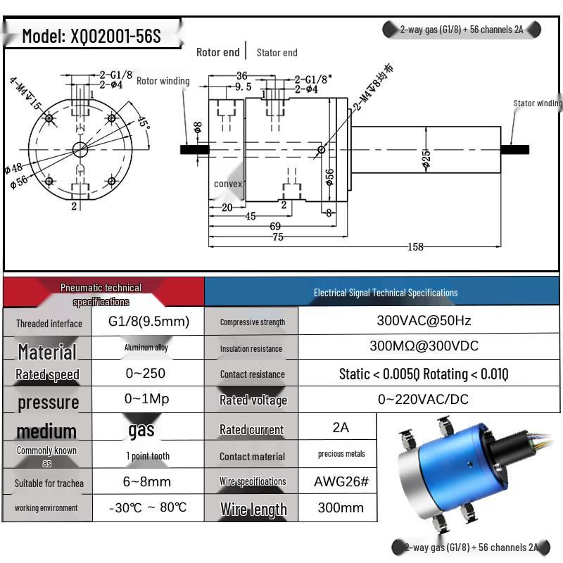 High-Speed 360° Pneumatic-Electric Slip Ring with Multi-Channel Gas-Liquid Integration