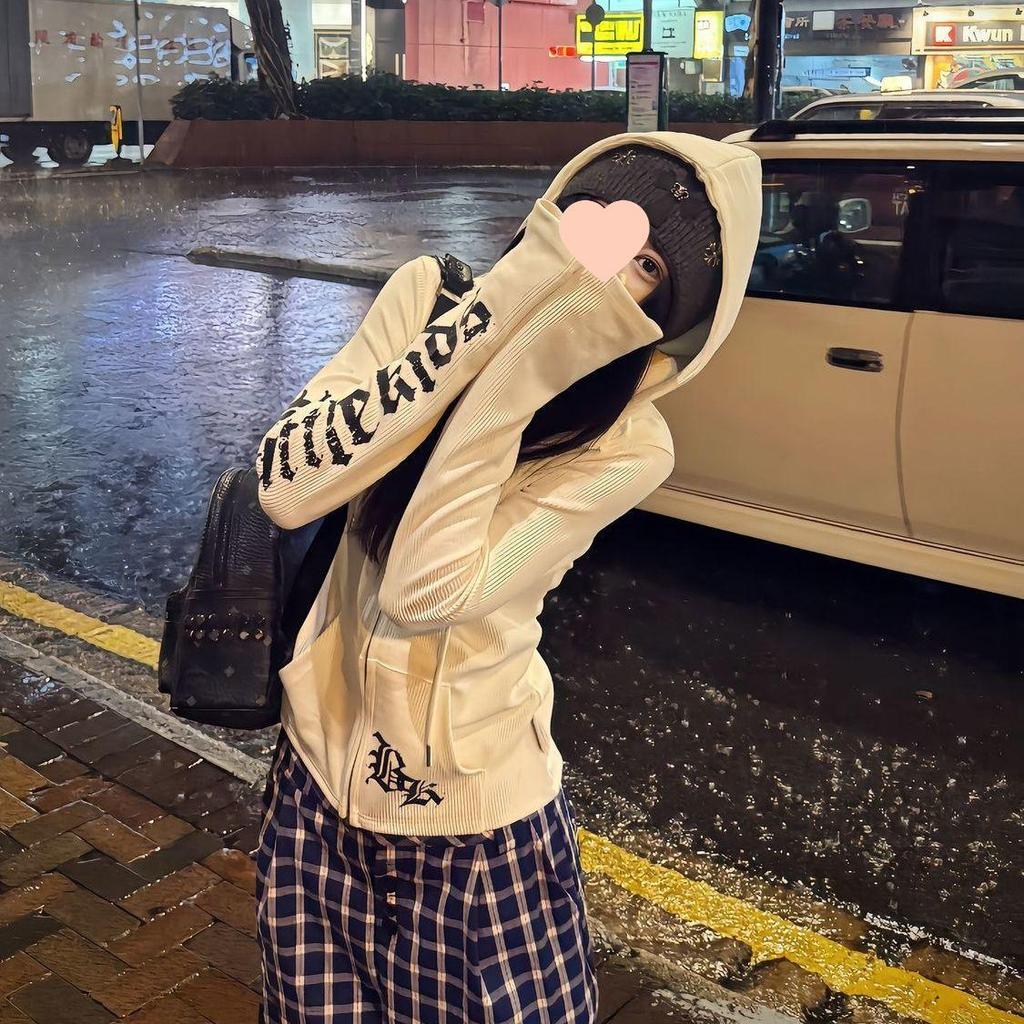 Women's Slim Fit Gothic Hoodie Jacket - Short Zip-Up, Versatile, Perfect for Spring & Autumn