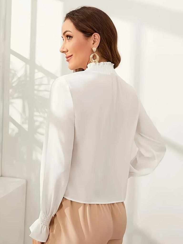 2024 Autumn/Winter Women's White Gathered Elegant Shirt