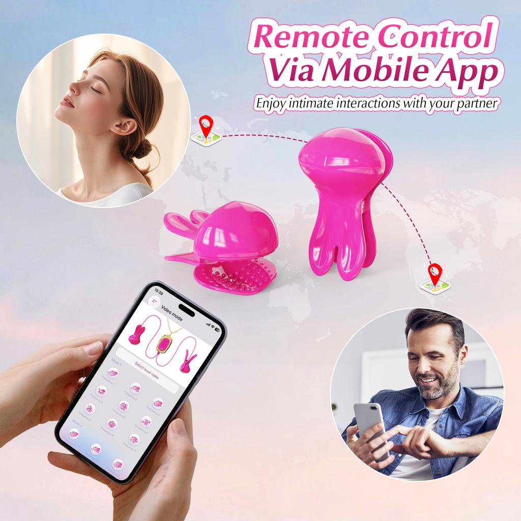 Neck-Hanging Nipple Toys Vibrating Nipple Clamps with APP Remote Control, BDSM Toys Vibrator Adult Sex Toys & Games, Female Couples Sex Toys for Her