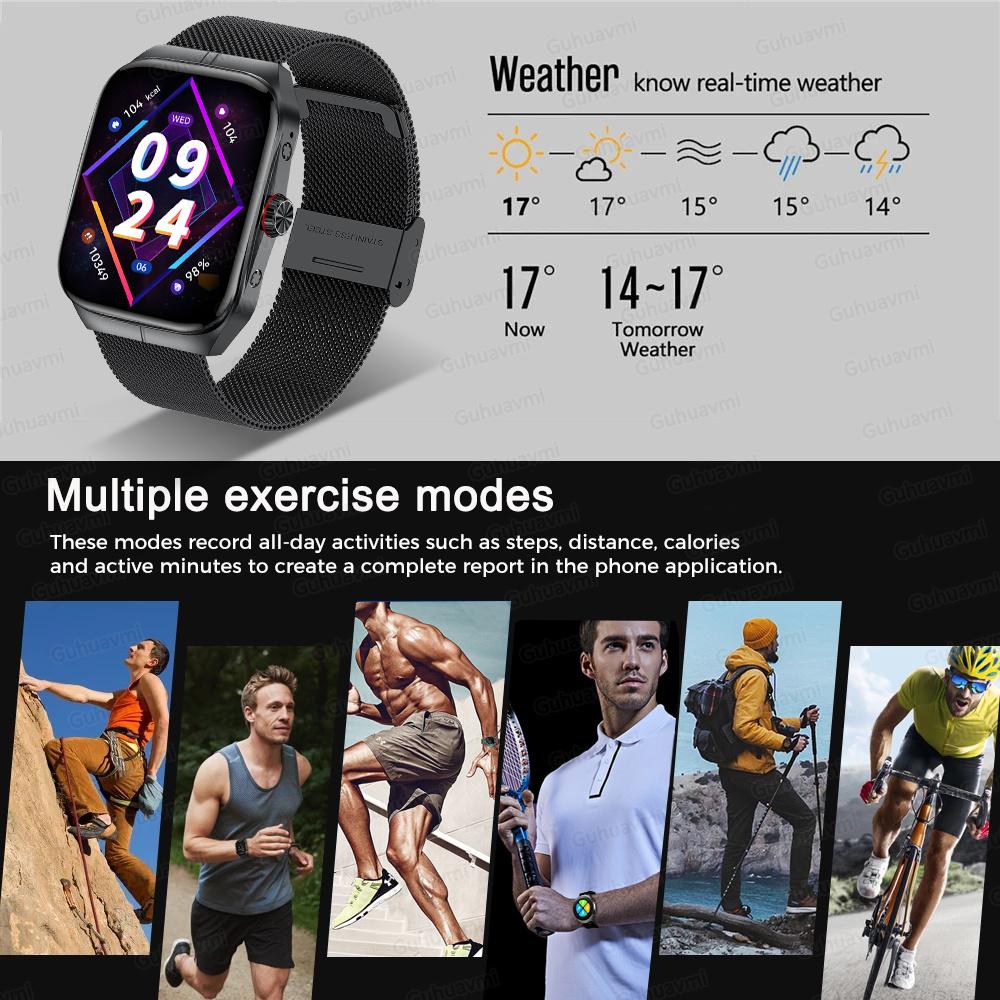 2025 Nové NFC Chytré hodinky AMOLED Displej Vždy zobrazují čas Bluetooth volání Série 9 Hodiny Vlastní ciferník Muži Sport Zdraví Ženy Chytré hodinky