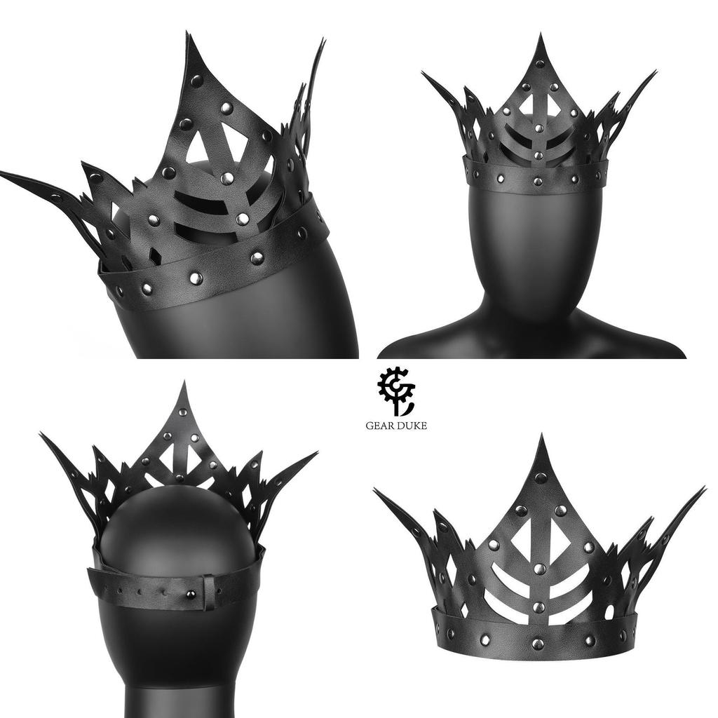 2022 Autumn Collection Gearduke Pu Leather Punk Crown Headpiece For Adults
