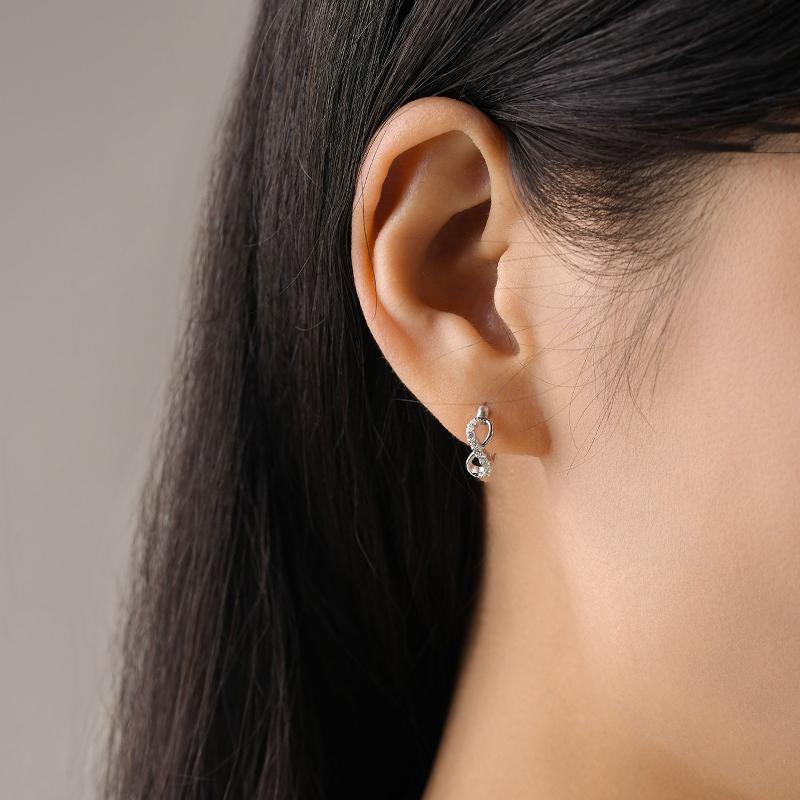 Ailmay 925 Sterling Silver Romantic Infinite Love CZ Hoop Earrings Fashion Ear Buckles for Women Girls Party Accessories Jewelry