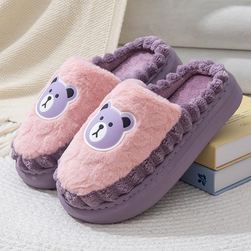 Fashion Cartoon Fluffy Women's Slippers Home Winter Luxury Designer Woman Shoes Indoor Casual Fuzzy Fur Slides Elegant Flat Footwear New