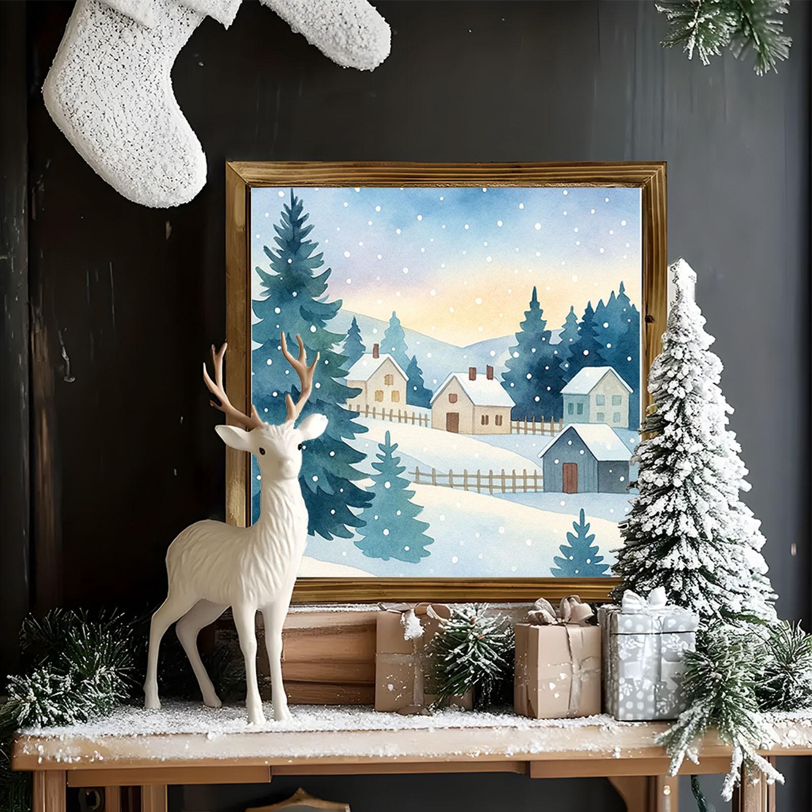 

Персонализированный причудливый рождественский арт-принт, холст в плавающей раме из пекана - праздничный декоративный настенный арт-принт One Size