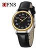 OFNS Couple's Wristwatch - Waterproof, Luminous, Quartz Watch with Steel or Leather Strap, Calendar Feature, for Casual or Business.