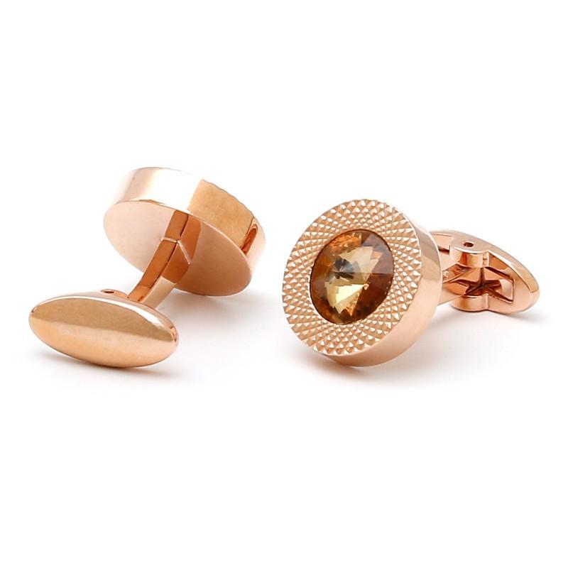 Light Luxury French Temperament Crystal Round Spot Men s Cufflinks copper