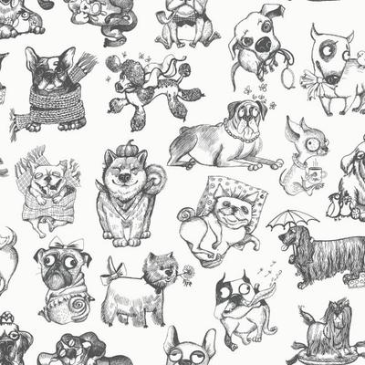 Muriva Pooches Mono Wallpaper