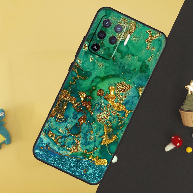 Luxury Gold Foil Art Case For Oppo A96 A76 A16 A17 A57 A60 A40 A80 A18 A38 A58 A78 A98 A15 A54 A74 A94 A6 A5 Pro