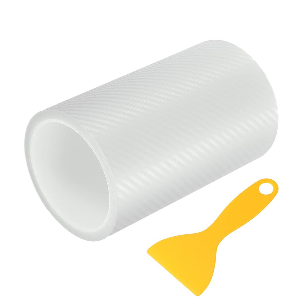 uxcell Ochranná fólie prahu dveří auta Vlákno uhlíkové univerzální pro akryl s nástrojem škrabkou Kryt, 500x15cm, Vzor, Nákladní automobily, SUV, Odolné proti poškrábání, Průhledné,