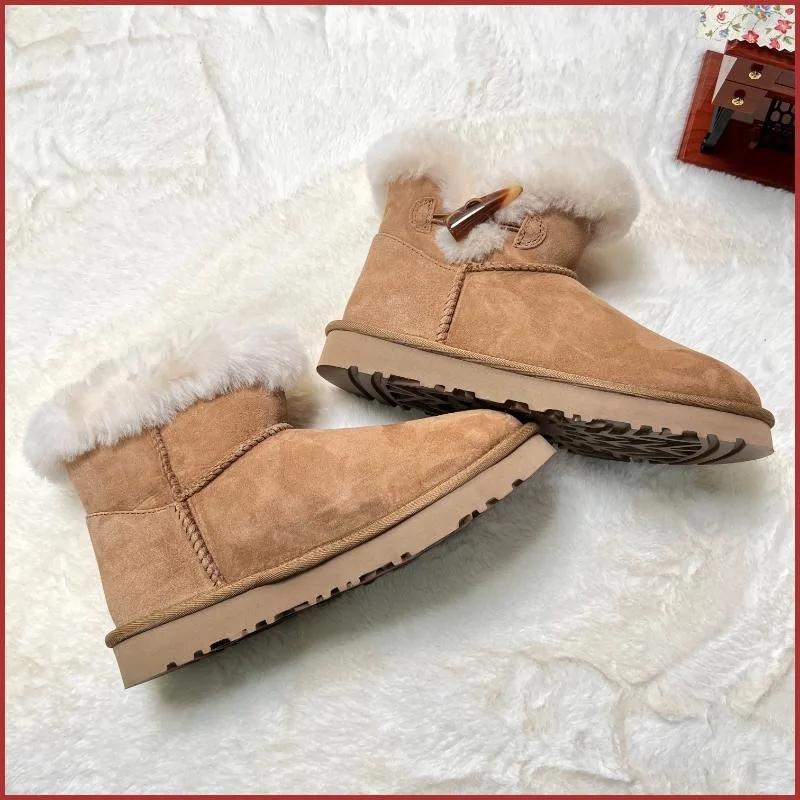 Móda Nová móda Vlna Teplé Dámské Sněhule Módní Ovčí kůže Zimní Kotníkové Boty s Hrubou Plyšovou Podšívkou Dámské Boty Boty s Hrubou Podrážkou