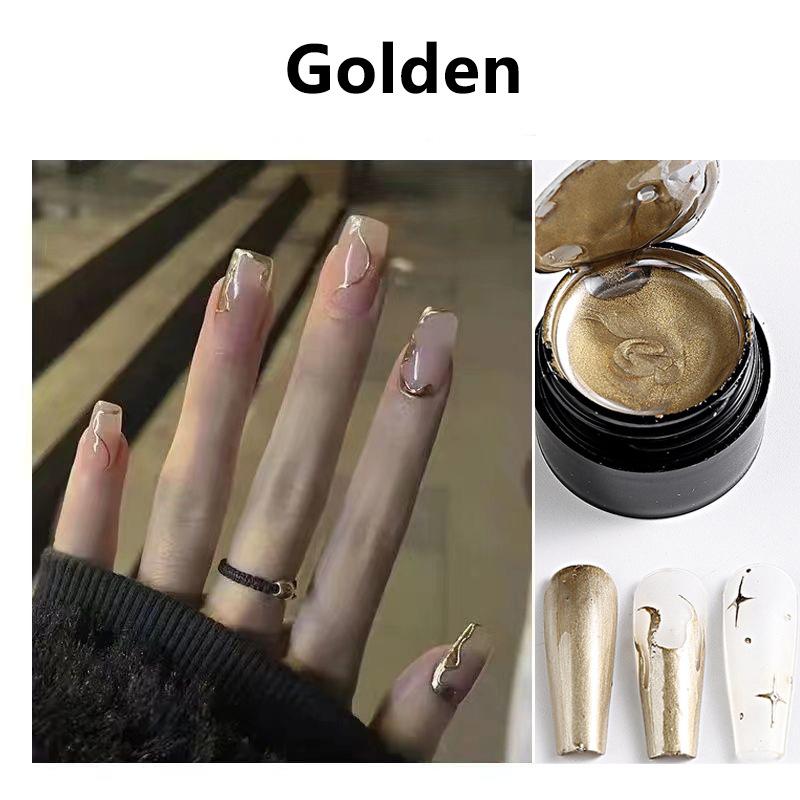 French Mirror Metallic Nail Polish, Japanese Gold and Silver Lining, Thread Drawing, and Edge Binding Gel Polish.