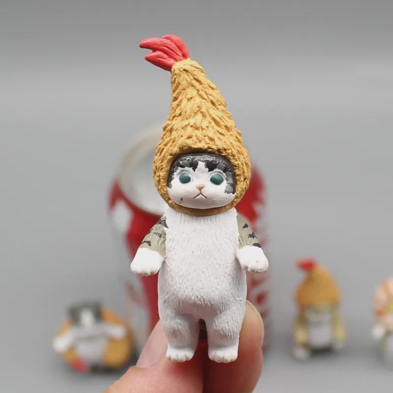 5 ks Tempura Anime Sada roztomilých kočičích panenek Set figurek COS Smažená kreveta kočičí postava Kawaii Toys PVC Model Ornamen Dárky k narozeninám