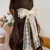 Large Lace Embroidery Hair Clip French Style Women Hairpin Elegant Lace Bow Hair Clip  Headdress
