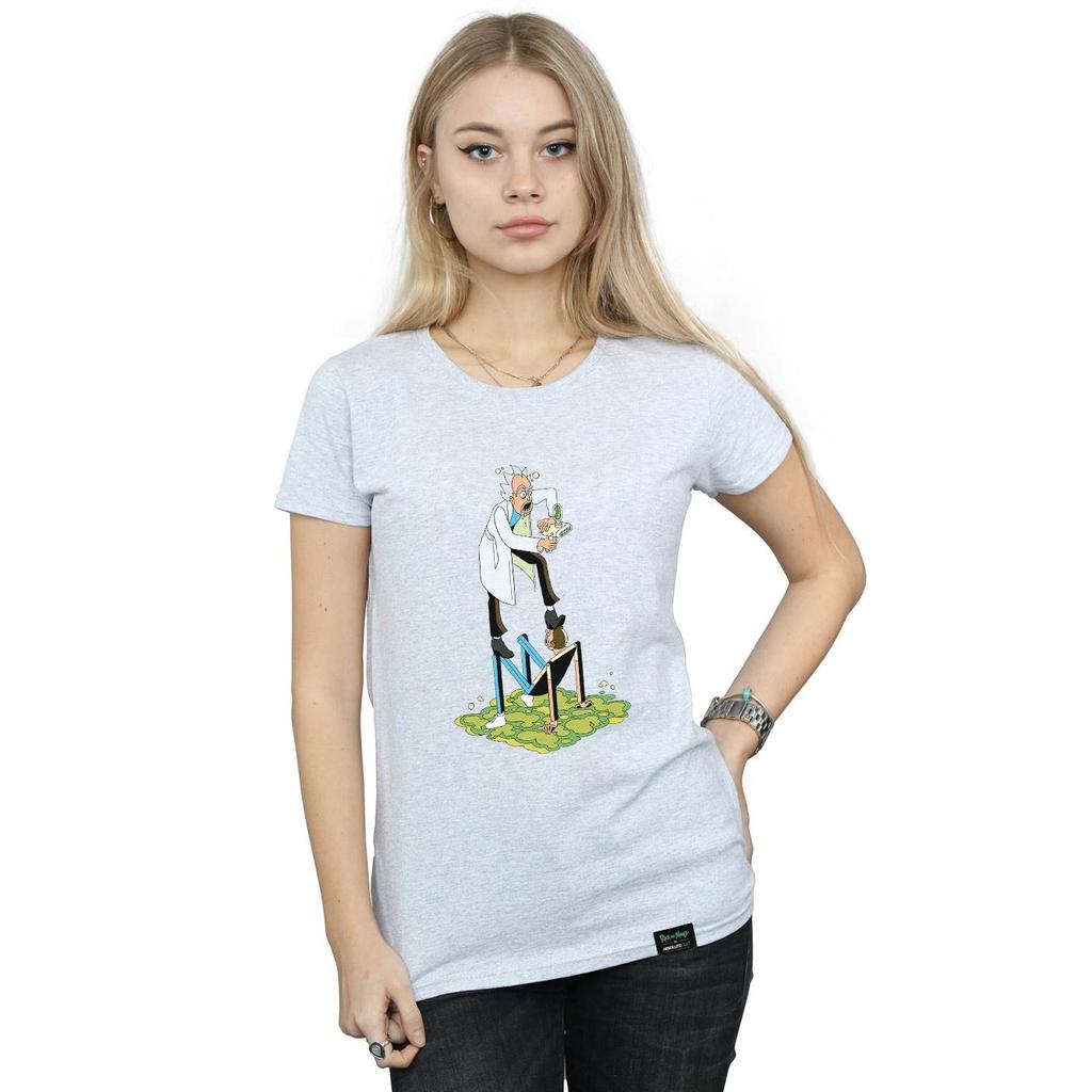 Rick And Morty Damen-/Damen-T-Shirt aus Baumwolle mit stilisierten Charakteren
