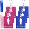 6 Pcs Bathroom Pass Hall Pass Key Tag with Key Holder Keychain with Lanyard PVC Restroom Passes for Classroom Office Family Restaurant Toilet Gas