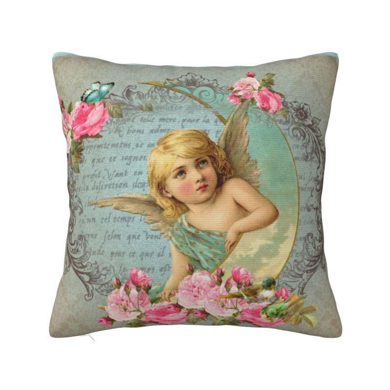 Custom Vintage Rose Victorian Angel Pillow Covers Home Decoration Luxury Cushion Cover Square Pillowcase